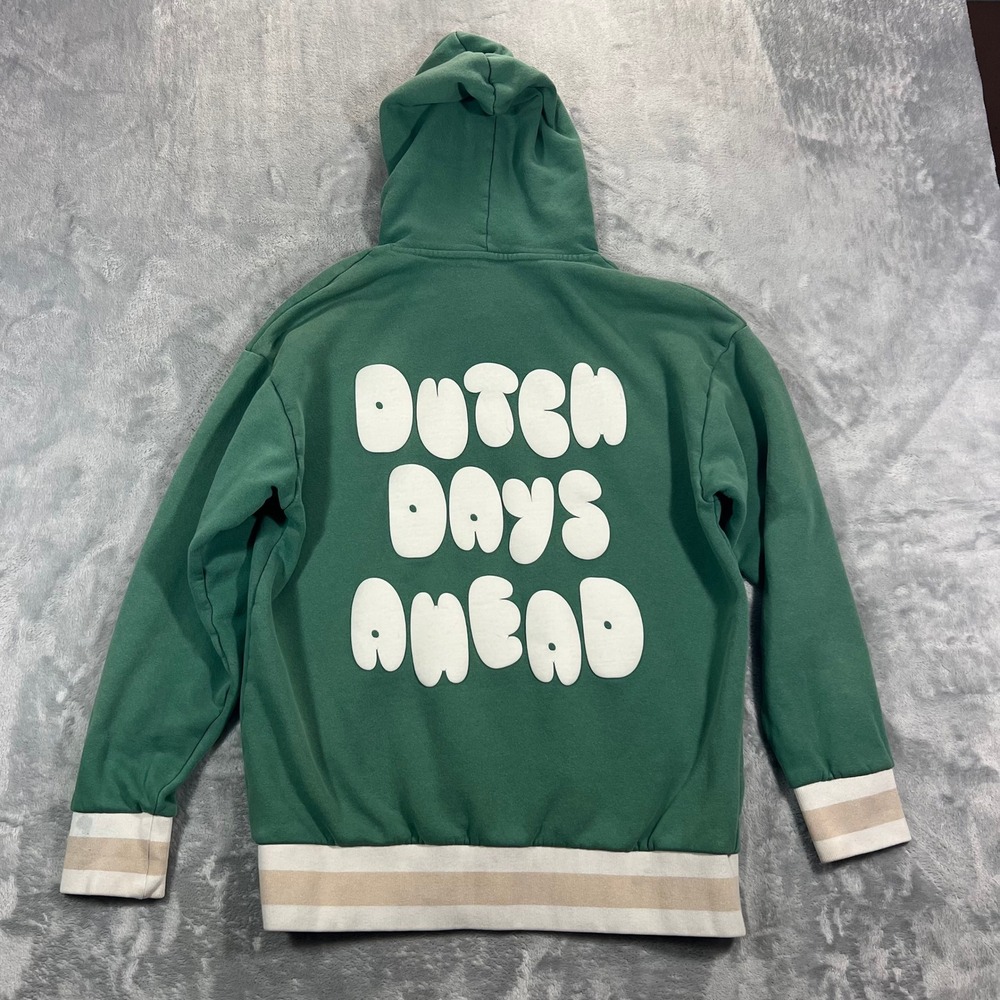 Dutch Bros Coffee Dutch Days Ahead Green Hoodie Adult Small Graphic 1992 Faded